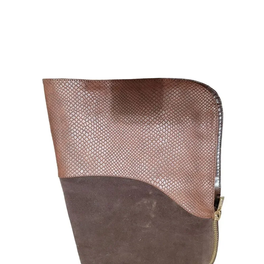 Brown Faux Suede Buckle Strap Over‎ the Knee Womens Back Zippered Boot Size 7